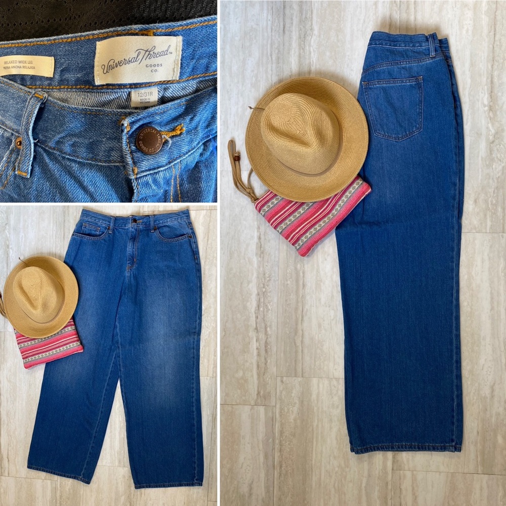 Universal Thread Relaxed wide-legged jeans. 12/31R w/ 30 1/2”inseam. 100% cotton